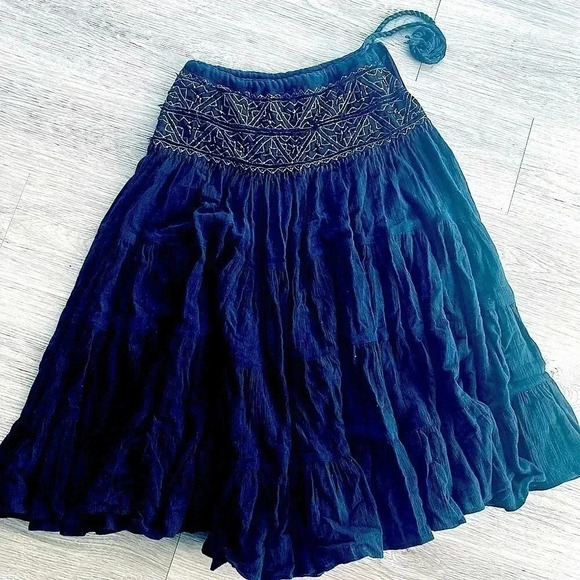 ZARA WOMAN BLACK EMBROIDERED BOHO SKIRT  SUMMER SIZE SMALL - Picture 4 of 4